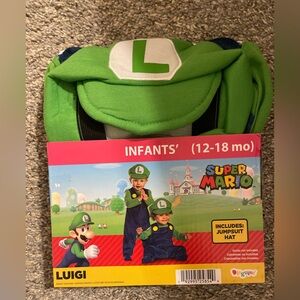 Super Mario Luigi Infant Costume blue and green size 12-18months two pcs set NWT